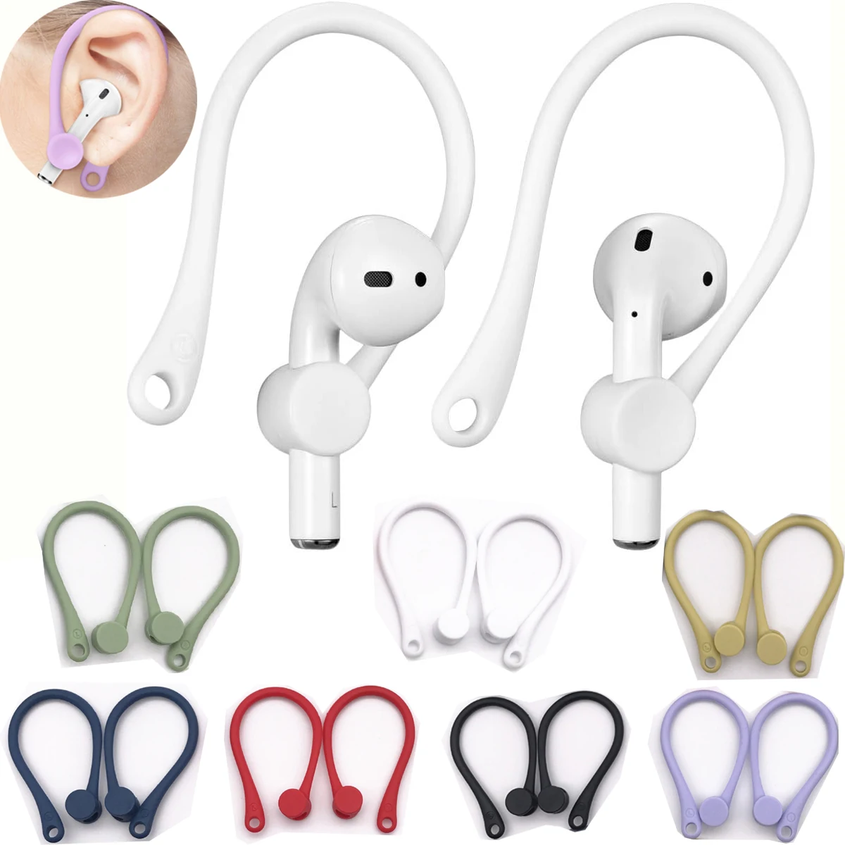 Anti-perte Sport Silicone crochets d'oreille support d'oreille pour Airpods 1 2 Bluetooth écouteurs couverture pour courir Jogging cyclisme