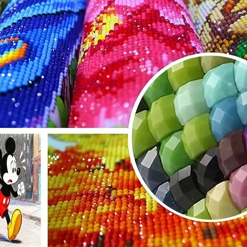 1 szt. Disney Myszka Miki Biegnący Niepokojony Zestaw do Malowania Diamentami 5D, Pełny Zestaw DIY Haft Diamentowy, Duża Mozaika Artystyczna z Cyrkoniami, Rozmiar 40x50CM