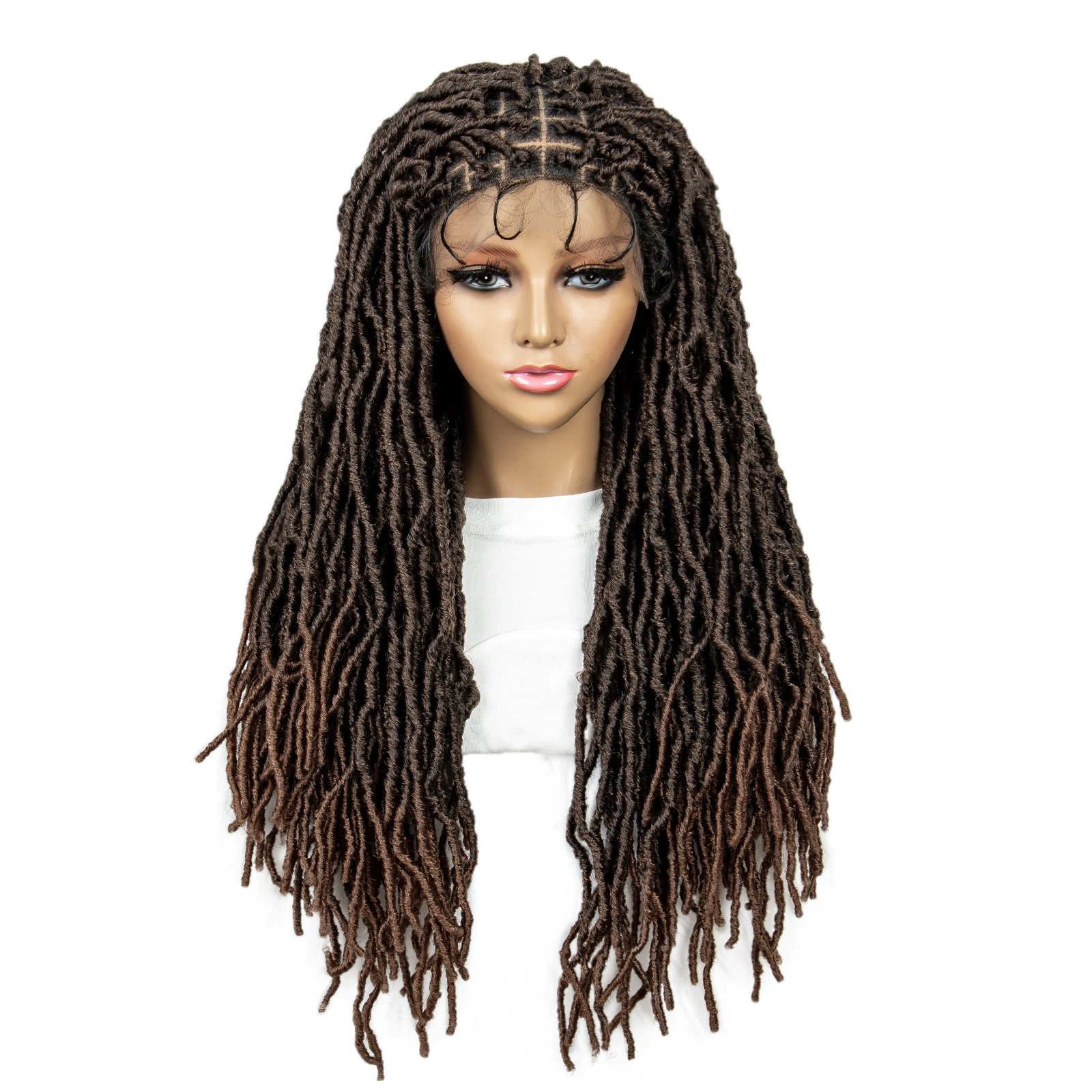 KIMA Braided Dreadlock Wig 9*6 Lace Front Wig Butterfly Locs Synthetic Braided Wigs Square Knotless Wig for African Women