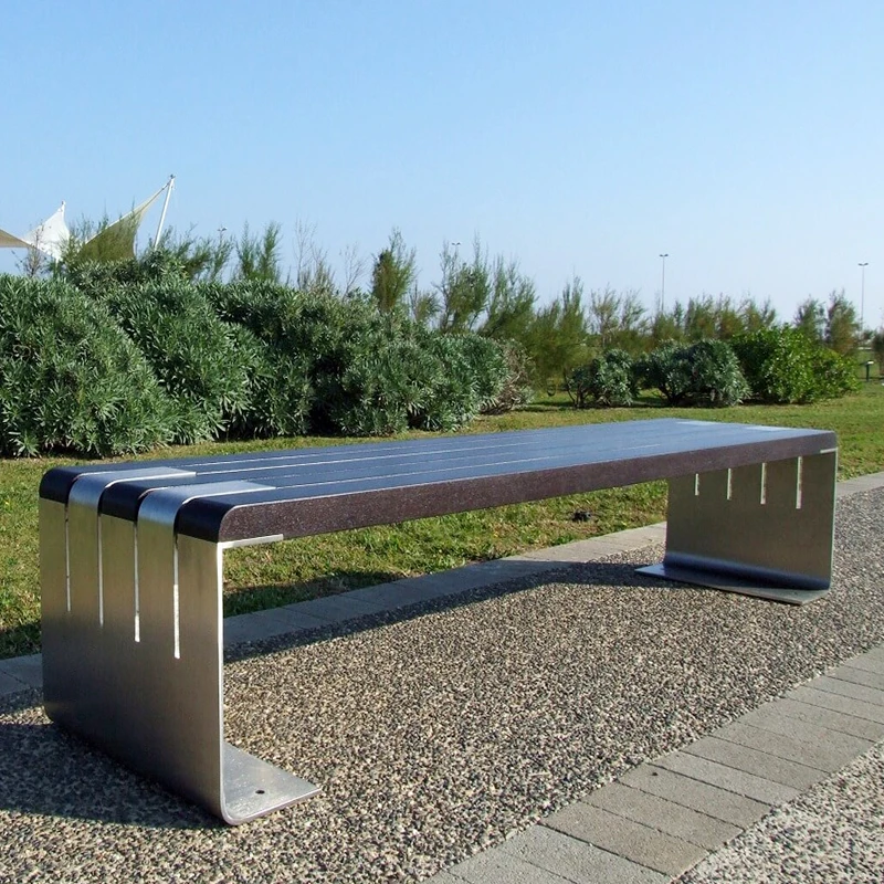 

Bench Chair Backrest Wrought Iron Seat Courtyard Square Solid Wood Outdoor Bench Stainless Steel Park Chair