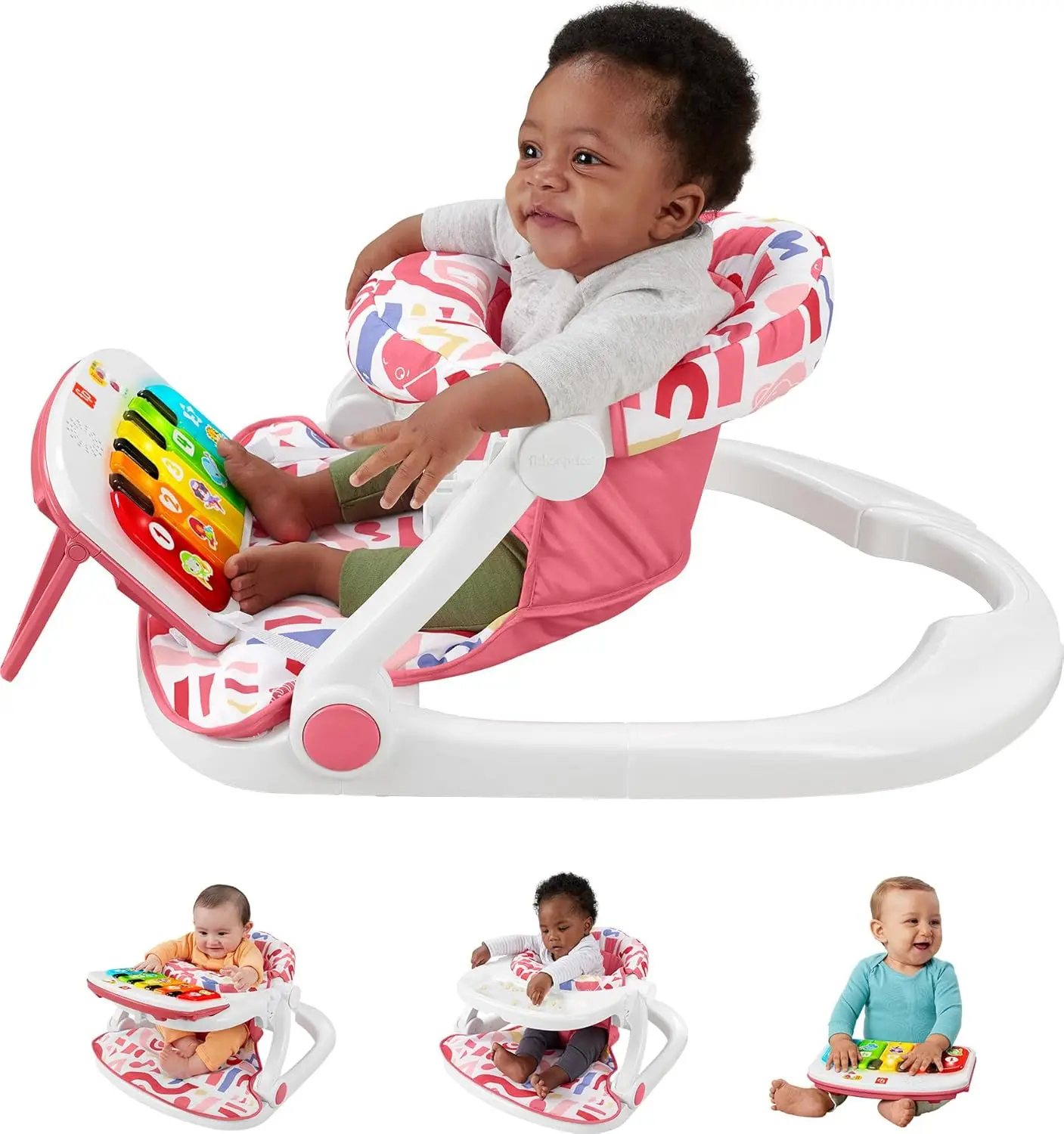 

Portable Baby Chair with Piano Learning Toy & Snack Tray for Infants to Toddlers, Pink