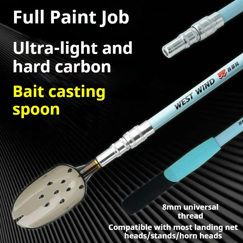

Ultra-light Carbon Bait Casting Spoon Portable Retractable Fishing Tackle with EVA Grip Multi-functional Blue Bait Casting Spoon