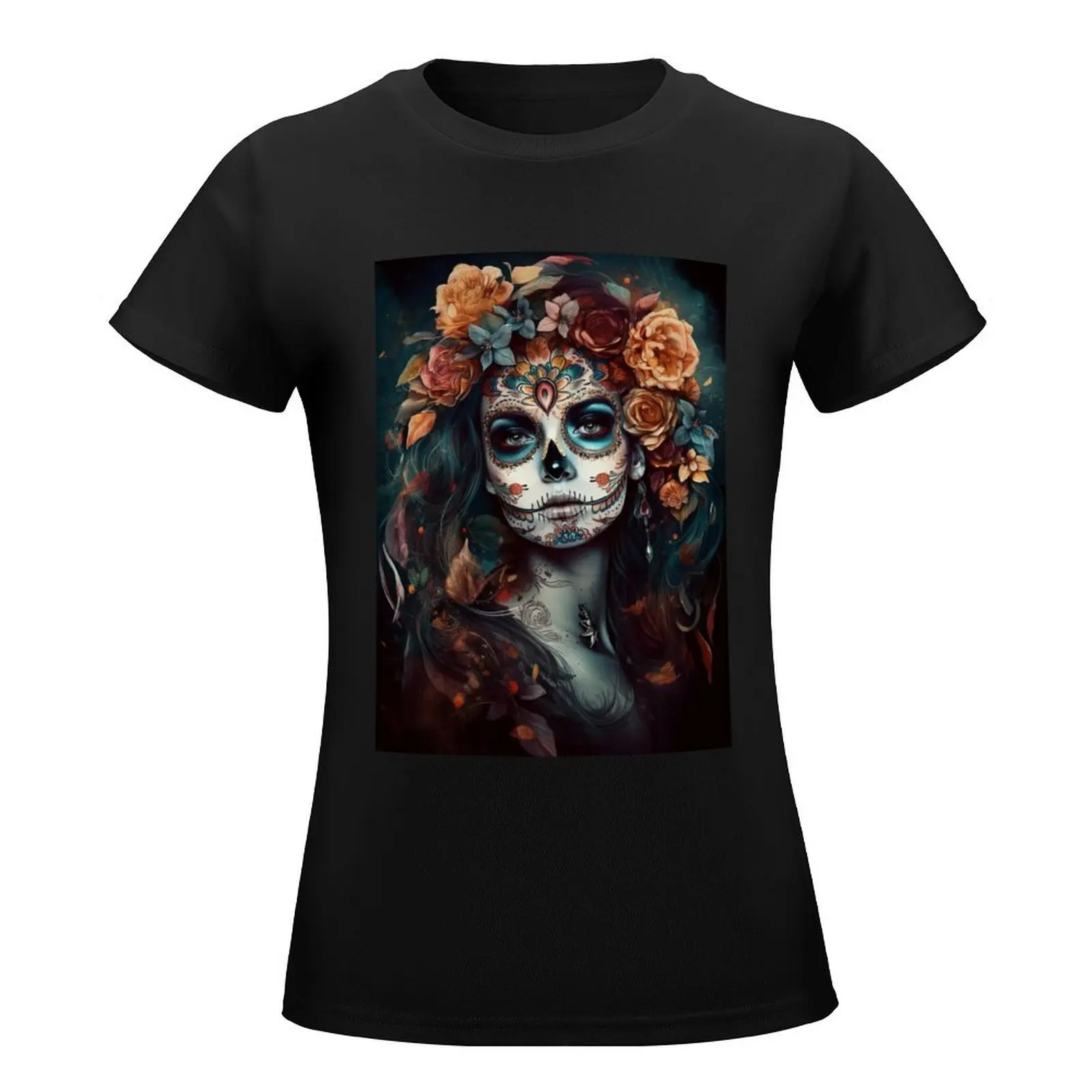 Dia de Los Muertos T-Shirt Short sleeve tee customizeds customs design your own Women's t-shirt