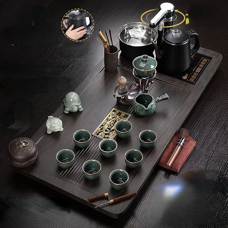 

Ceremony Chinese Tea Set Kung Fu Coffee Tools Gift Luxury Ceramic Tea Set Tableware Semi Automatic Portable