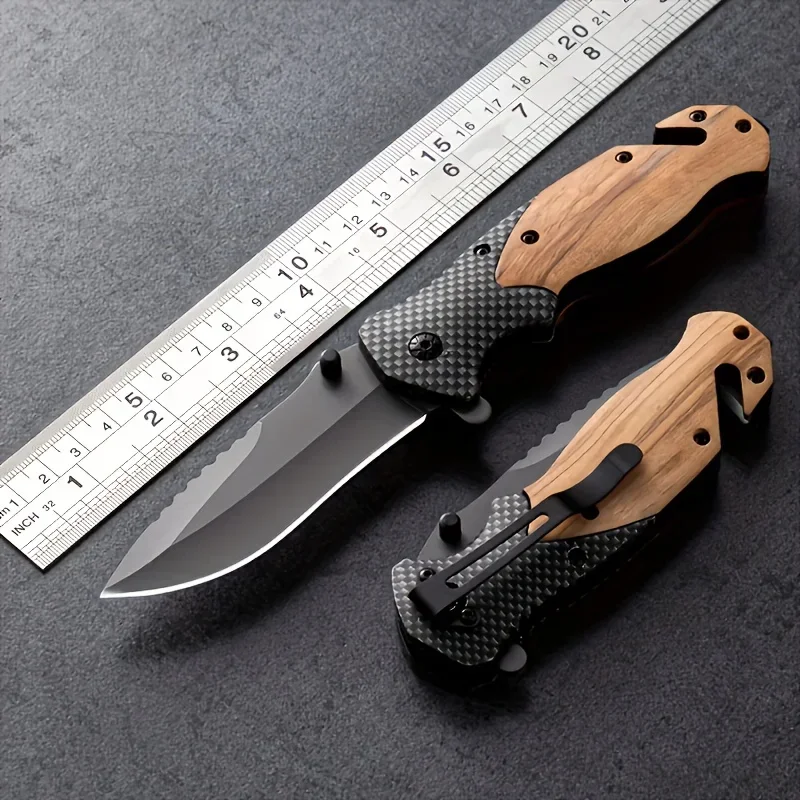 

1pc Stainless steel outdoor folding pocket knife，High -hardness Camping Fruit Knife，Multi -purpose cutting knife for hiking