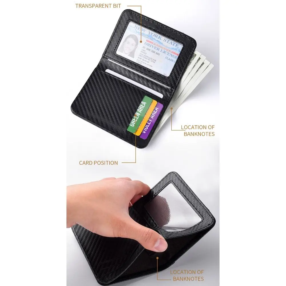 

Minimalist PU Leather Retro Men's Wallet Two-Fold Ultra Thin Multiple Pockets Black Coffee ID Card Holder Men Women