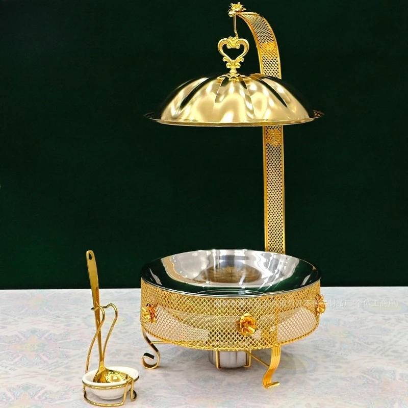 

Parquet Iron Buffet Stove Restaurant Golden Food Container Alcohol Hot Pot