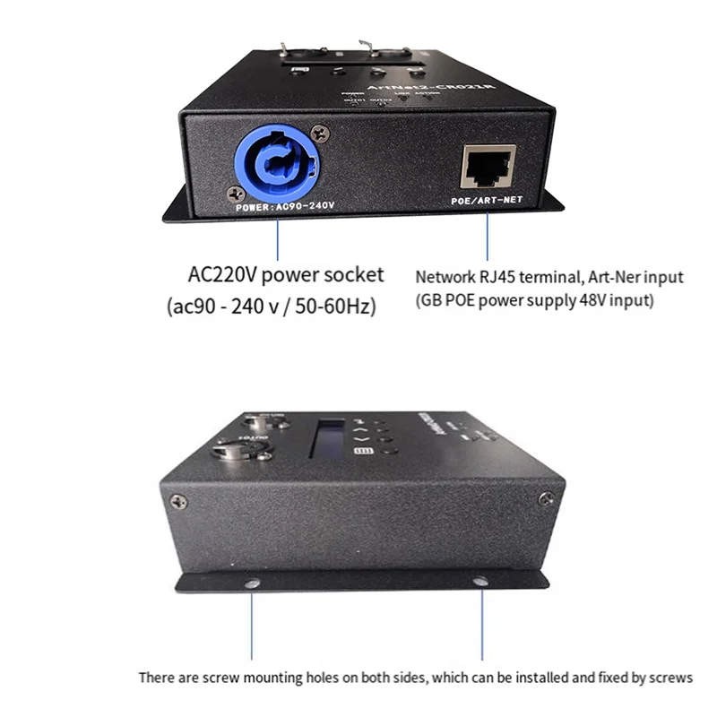 AED7-1 PCS Artnet DMX 512 Interface de controlador de iluminação Ethernet 2 Caixa conversora Touch MA2 US Plug