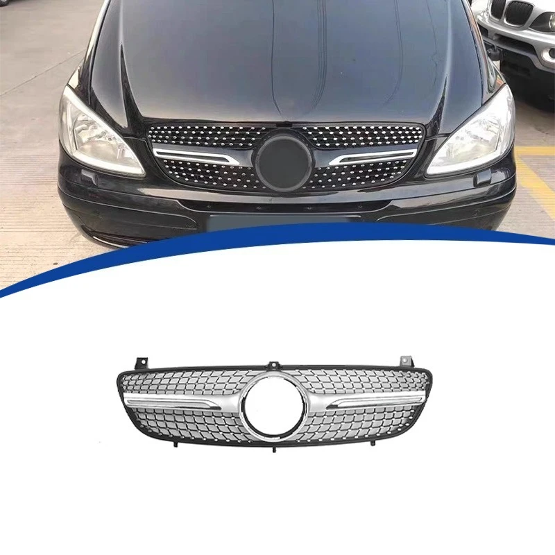 

For Mercedes-Benz Viano W639 2008-2010 Starry Sky Diamond Style Front Grille ABS Mesh Grill Direct Replacement Upgrade AMG Look