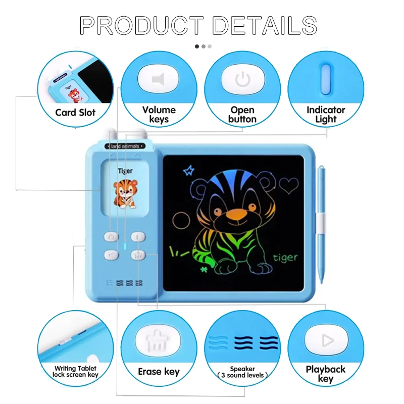 新しい 2 で 1 子供のおもちゃトーキングカード学習機描画ボードオーディオブック知育玩具子供
