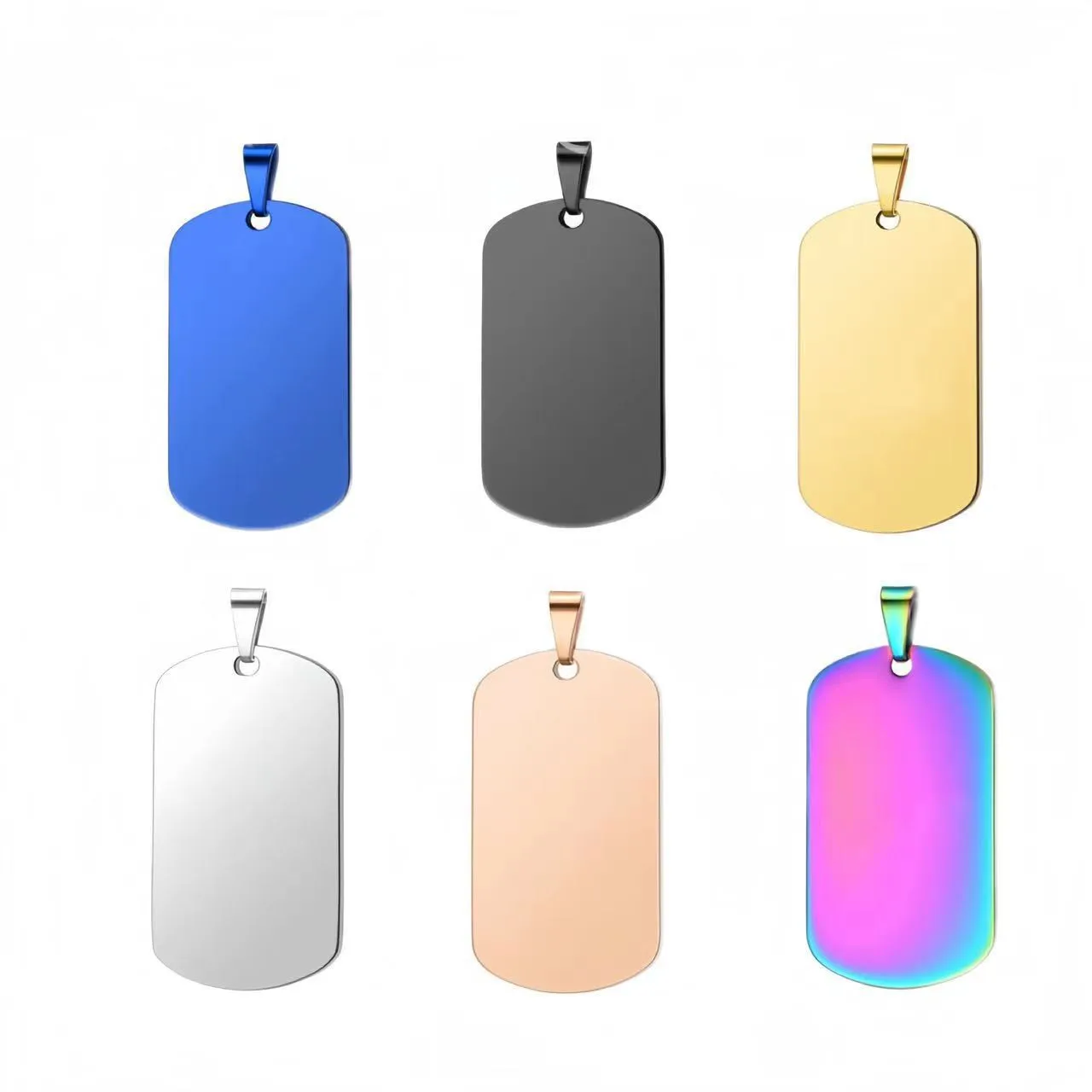 5PCS Stainless Steel Military Tag, Hanging Tag, Titanium Steel Necklace, Dog Tag