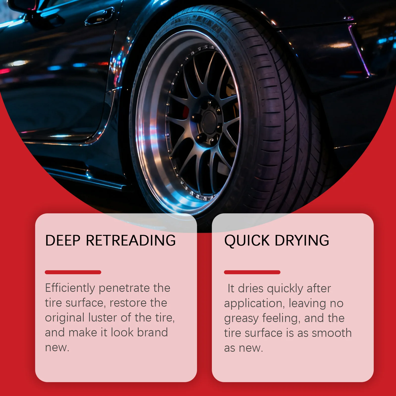 Tire Polish - Car Tire Restoration, Maintenance, Crack Prevention, Portable Care, Deep Conditioning and High-Gloss Finish