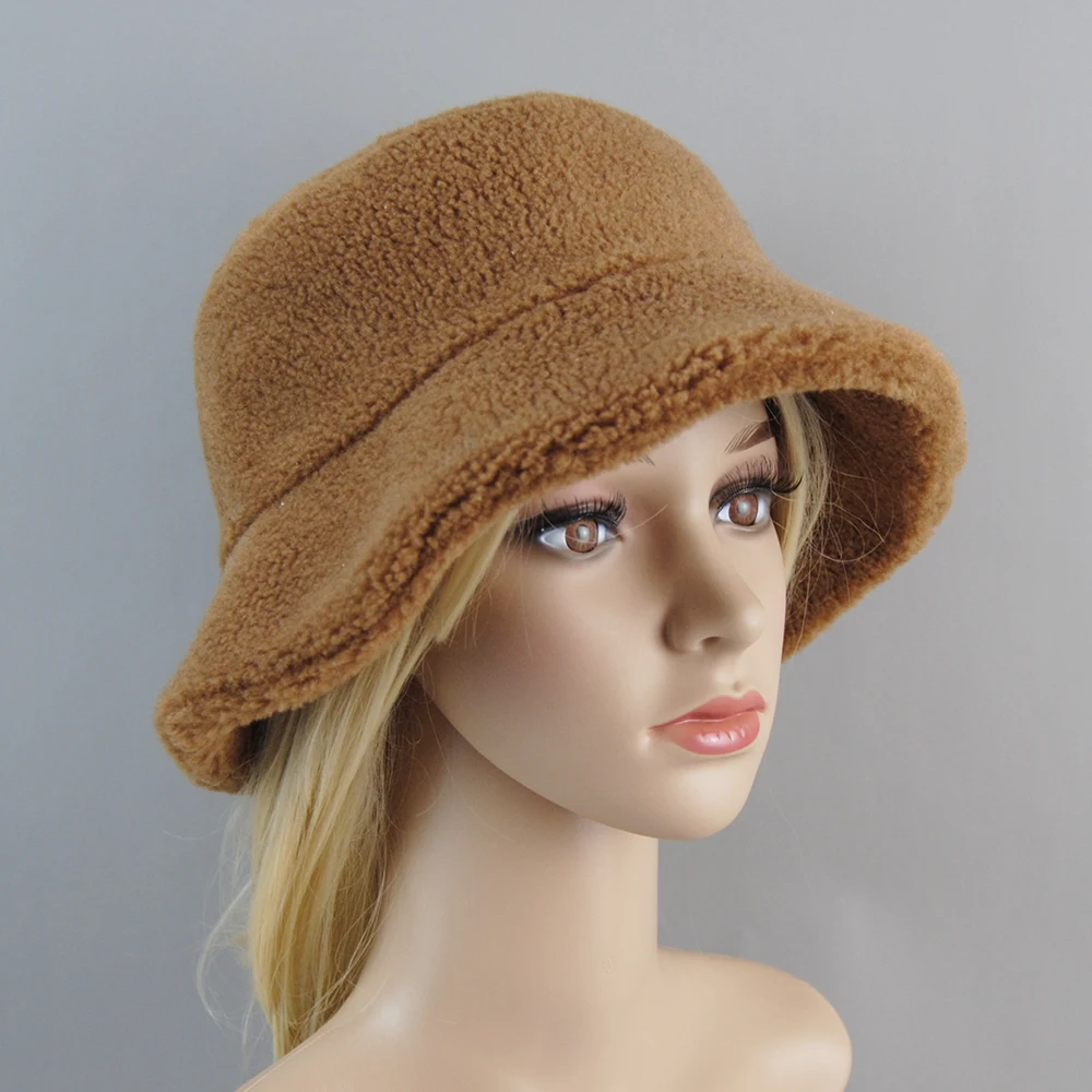 Shearling Sheepskin particles Hats Women Winter Warm Classic Luxury Caps High Quality Hat Ladies Fashion New Design Bucket Cap