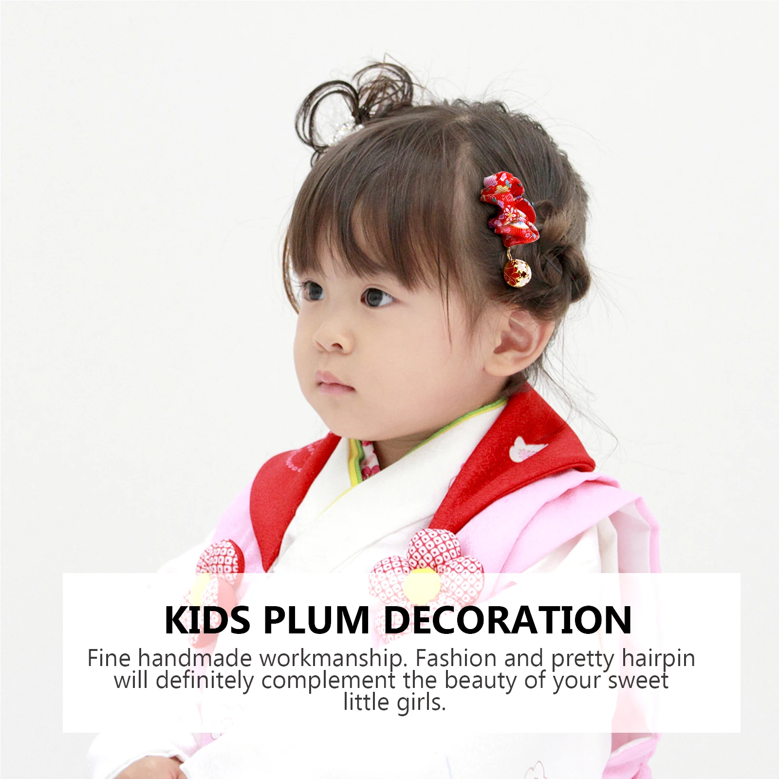 

2Pcs Japanese Style Hair Ornament Kids Plum Headdress Fashion Pretty Hairpin for Child Decorative Daily Or Party Use