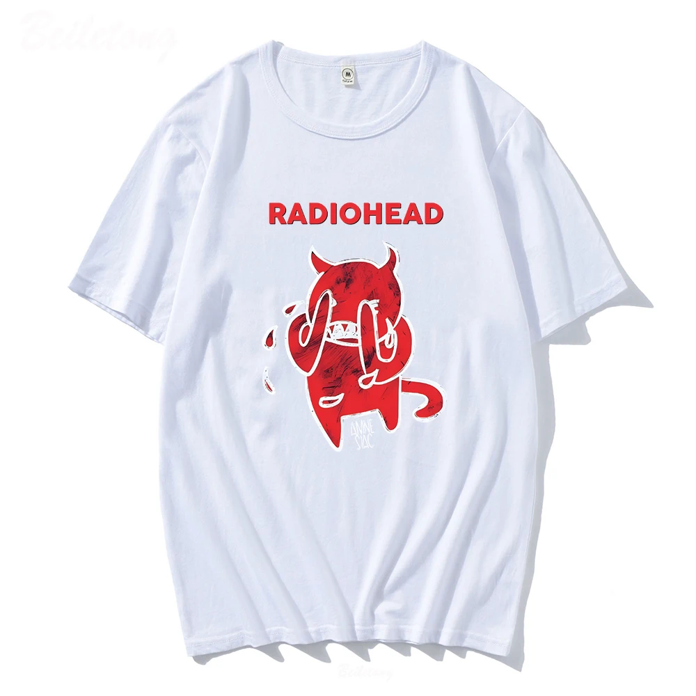 レディオヘッドtシャツかわいい悪魔叫びtシャツ綿100バンドロック