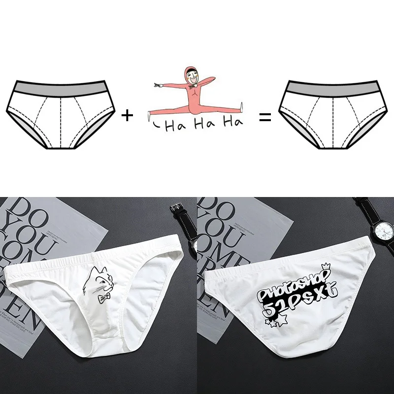 Custom Printing  Men Low-waist Sexy Briefs Underwear Male Boxer Briefs Panties Men Cotton Brief Underwear