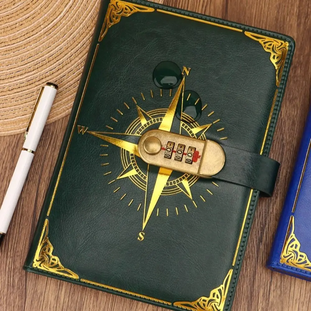 

Creative A5 Retro Notebook Diary Thickened Password Lock Notebook Handbook Ledger Vintage Codebook School