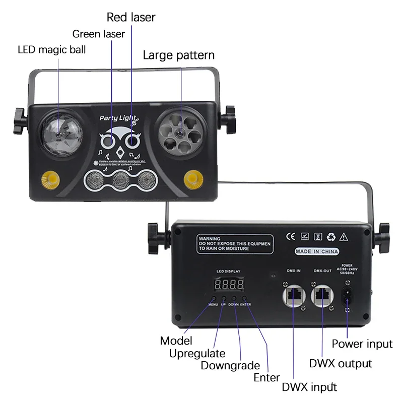 5 in 1 effetto lampada sfera magica modello di tintura Laser Strobe Stage Lighting discoteca DJ proiettore Laser illuminazione portatile per la danza del partito