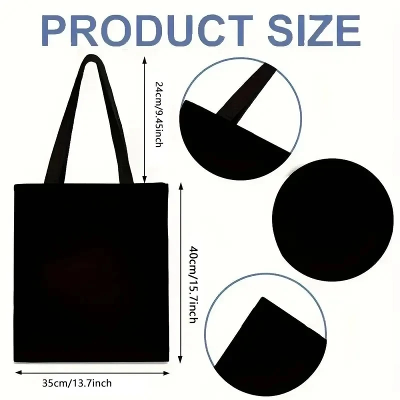 Cute Panda Print Canvas Tote Bag Kawaii Animal Eco Friendly Reusable Shoulder Bag for Women Students Daily Use view 5