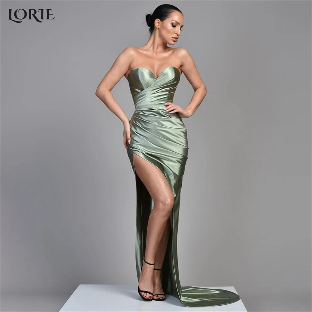 

LORIE Luxury Mermaid Evening Dresses Off Shoulder Backless Sleeveless High Side Slit Prom Dress Sexy Bride Pleats Party Gowns