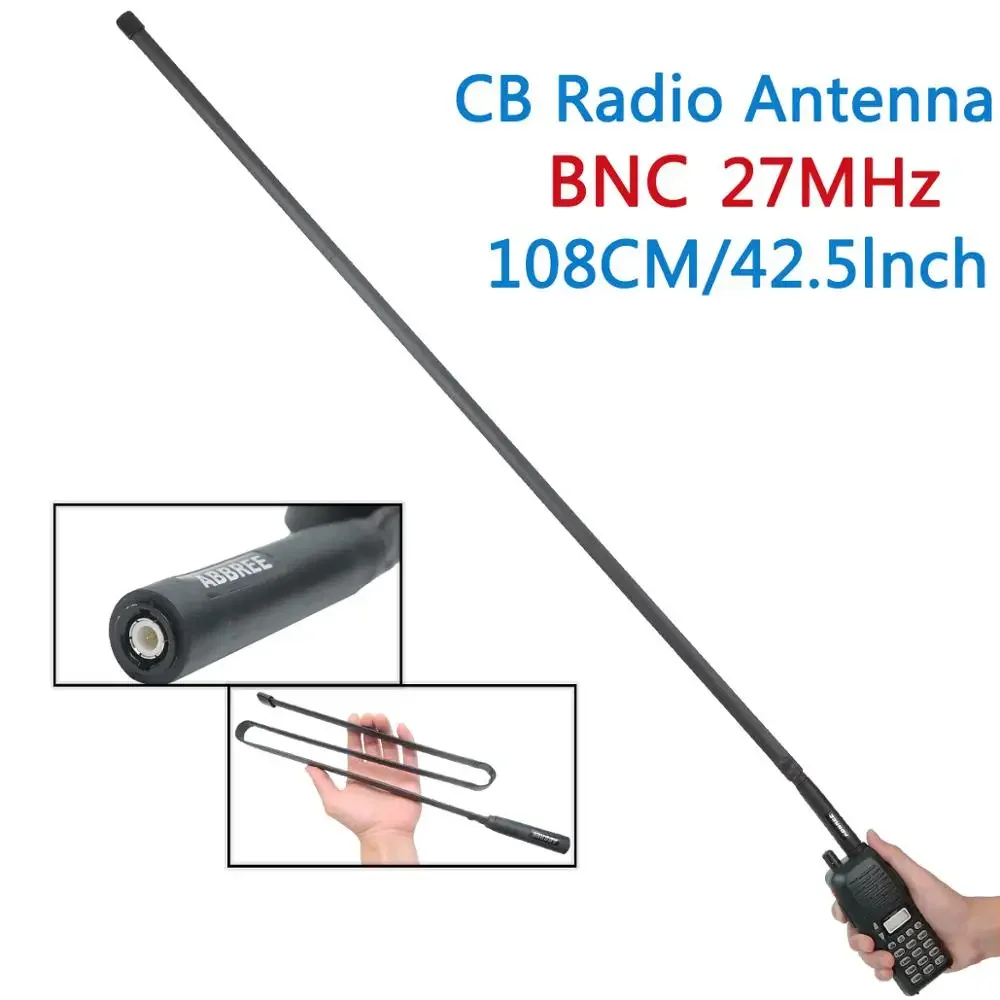 ABBREE antena taktis 27Mhz 72/108CM, Radio portabel CB dengan konektor BNC untuk Cobra Midland Uniden Anytone Radio CB