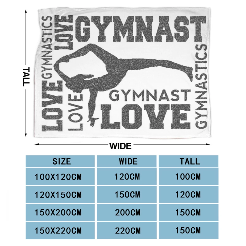 I Love Gymnastics Flannel Fleece Blanket Super Soft Bed Throw Blanket Warm Cosy Blanket Lightweight Sofa Blanket for Adults Kids