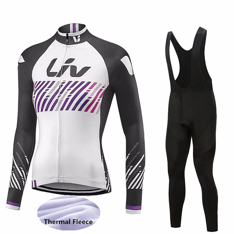 2024 Liv Bike Women's Fleece Long sleeved Set, Comfortable and Warm Outdoor Mountain Bike Women's Winter Cycling Clothes