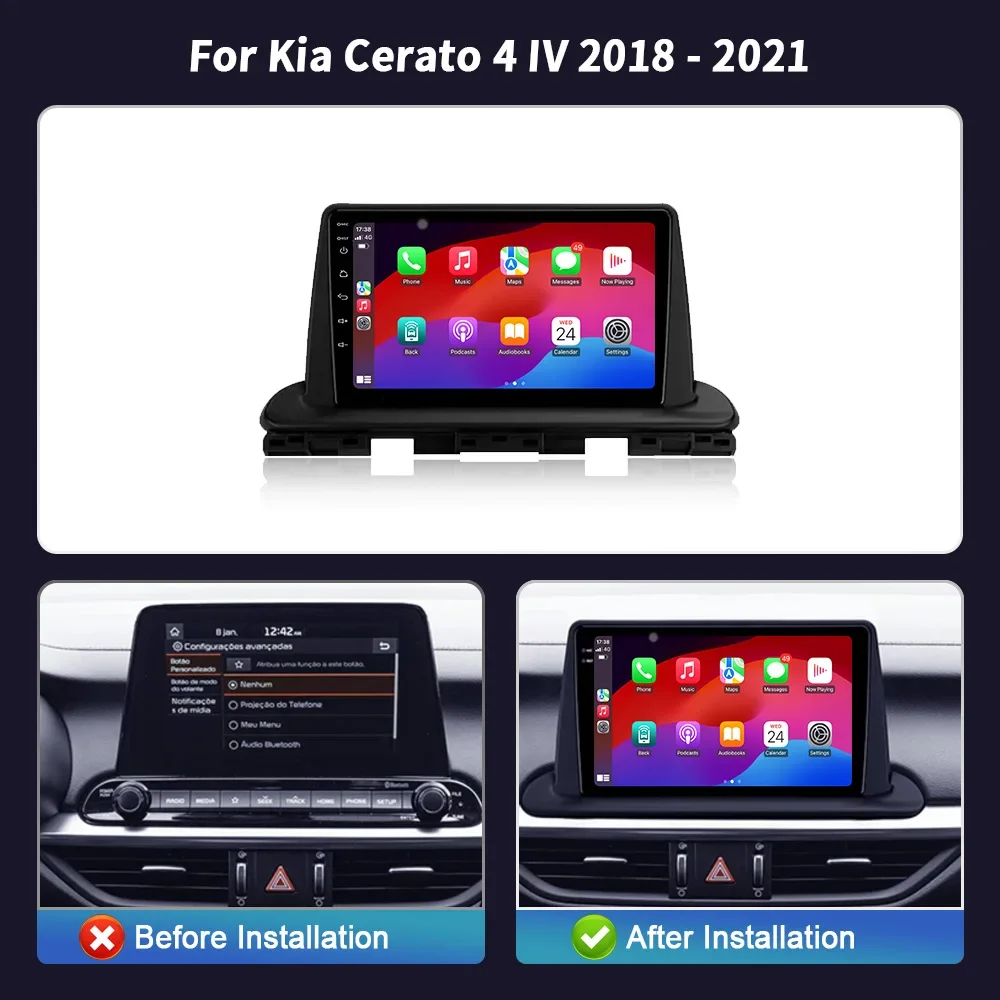 Car Radio For Kia Cerato 4 IV 2018 -2021 Android 14 Multimedia Navigation Wireless Carplay Stereo Screen