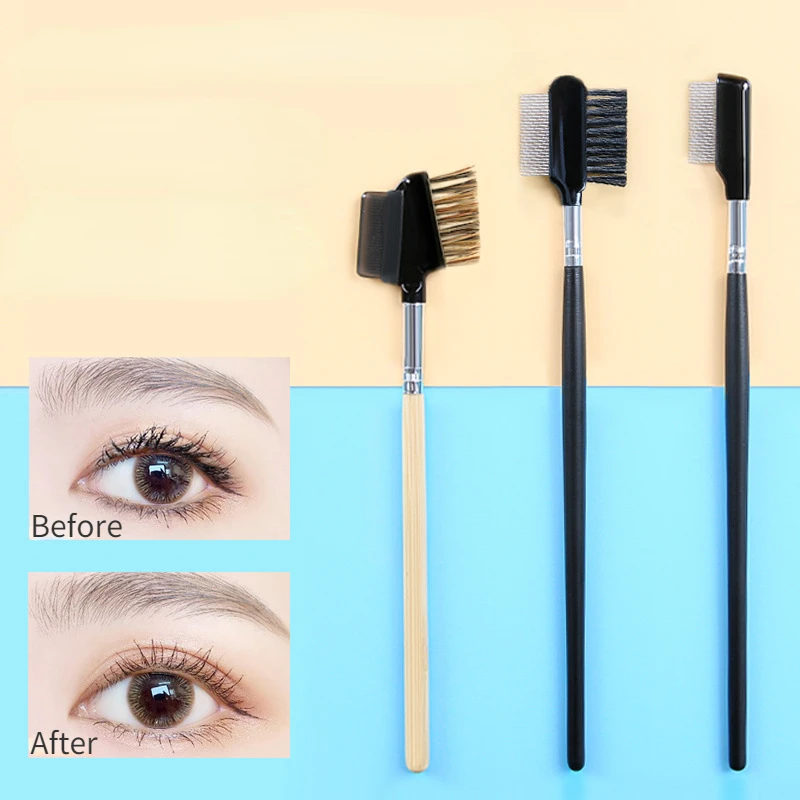 Eyelash Curler 2 In 1 Eyelash Eyebrow Brush Combs Makeup Lash Separator Foldable Mascara Curl Beauty Makeup Cosmetic Tools Black