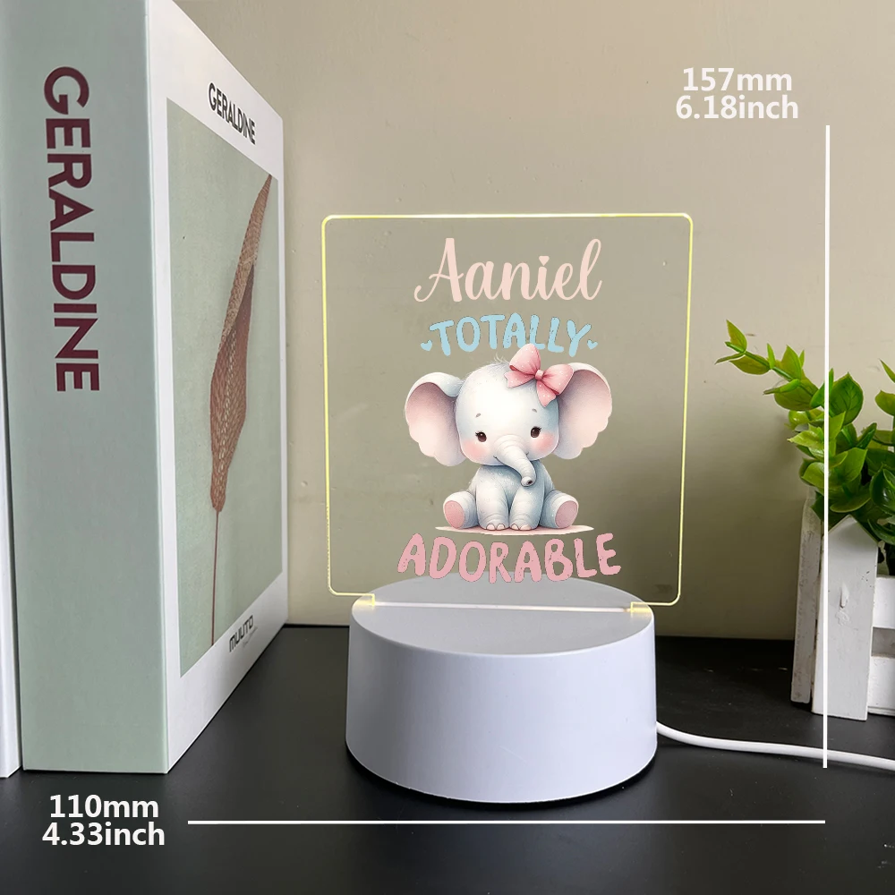 Personalized Custom  Elephant Modern  3D Led Optical Illusion Table Lamp Gift For Kids Usb Atmosphere Desk Lamp