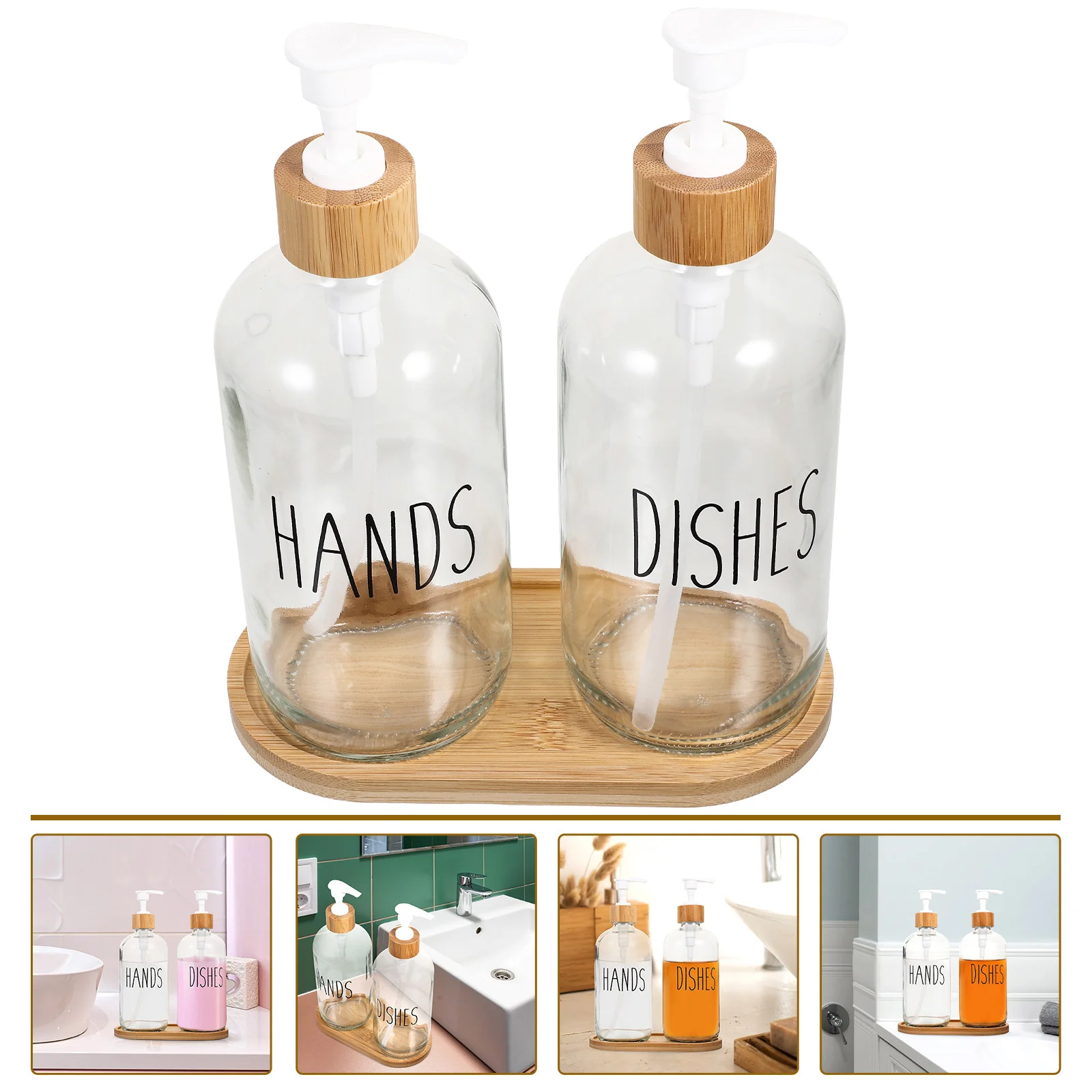 

1Set Refillable Glass Lotion Dispenser Bottle Press Pump Empty Soap Container for Bathroom Kitchen Home Travel Use