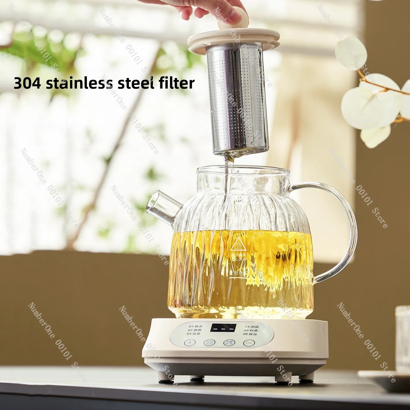 All-glass health pot stew and boil teapot in one piece