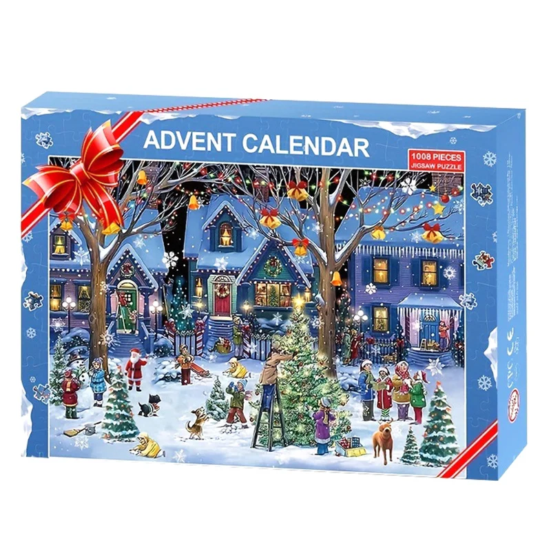 Christmas Advent Calendar Jigsaw Puzzles Xmas Countdown Gift 24 Parts 1008 Pieces Jigsaw Puzzles Gift For Kids And Adults