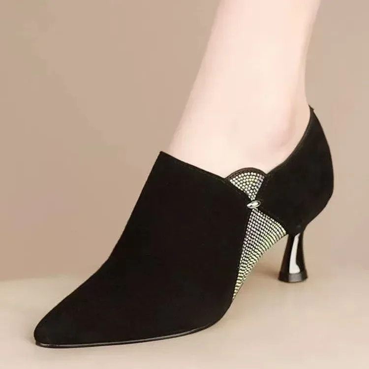 Damenschuhe, süße, leichte, schwarze Kristall-High-Heels von hoher Qualität, elegante, bequeme Pumps für Damen, Modell B684 – Detail 5