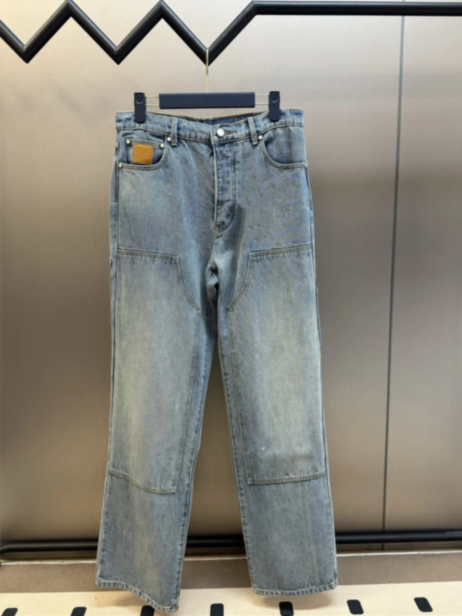 Vaqueros de trabajo de pierna recta hoados con patchwork para hombre y mujer, cintura media, primavera 2026, para todas las...