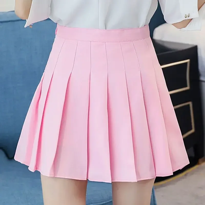 

2024 Summer New High Waist Slimming Solid Color A-line Skirt Women's Fashion Sports Tennis Badminton Academy Style pleated skirt