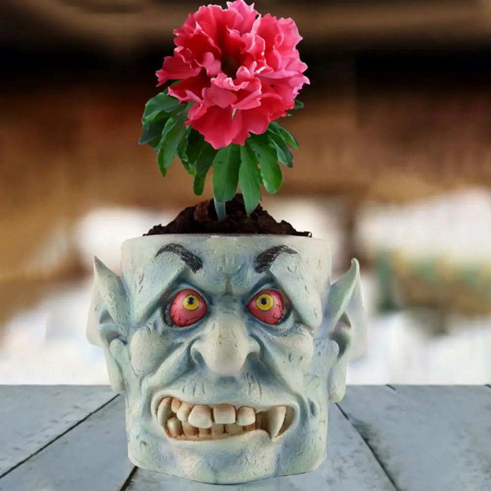 Home Decor Head Flowerpot Halloween Decor for Succulents Home Office Decoration Resin Sculpture Planter Pot for S Theme S Head