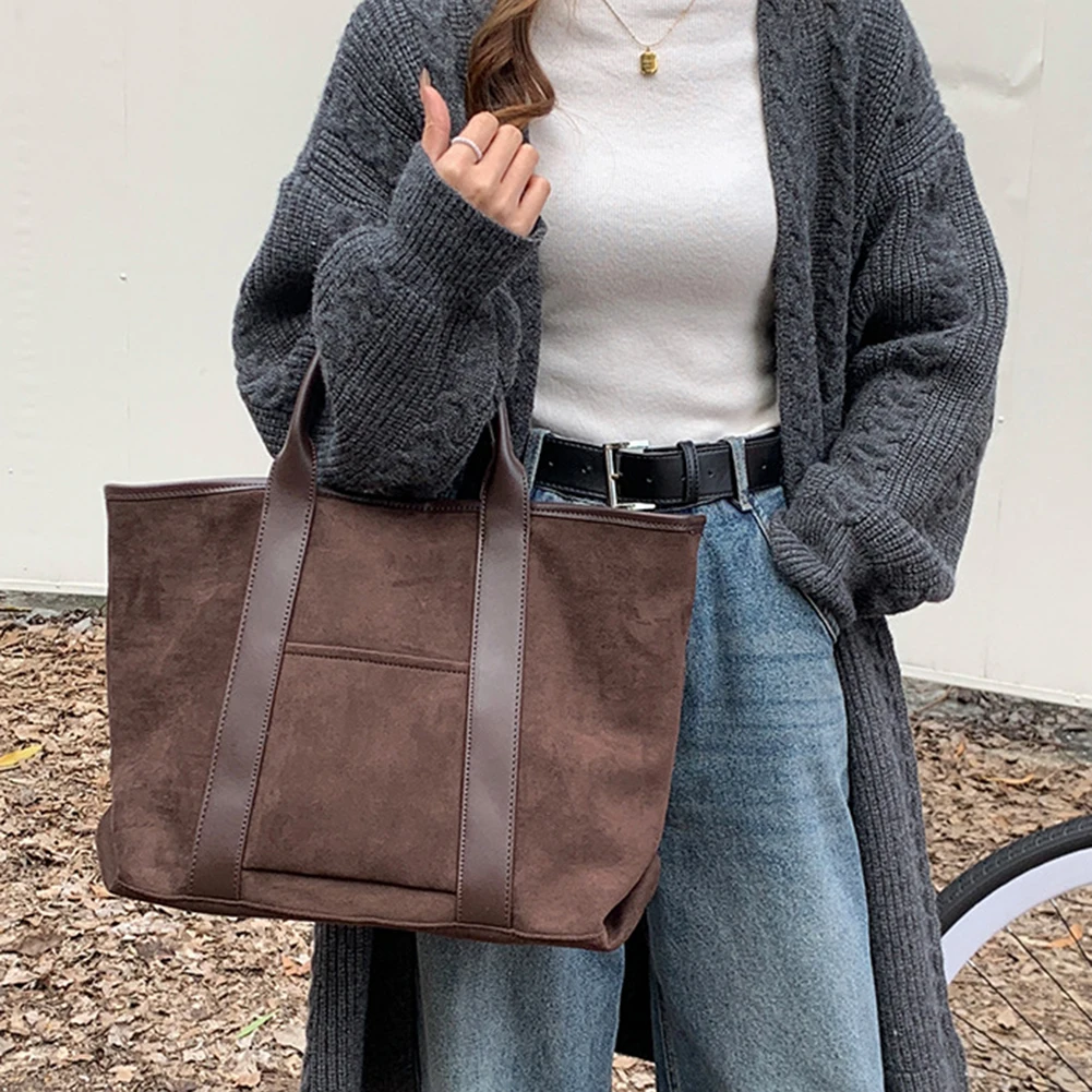 

Autumn Tote Bags for Women Large Capacity Shoulder Bag Suede Simple Satchel Bag Hand bags Commute Bag Shopping Bag Casual Bag