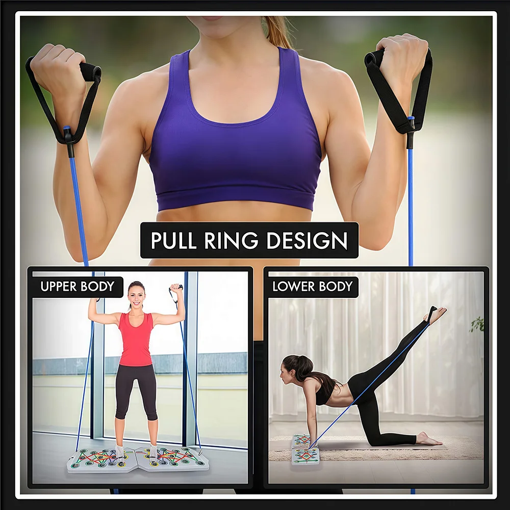 Portable Folding Push-Up Board, Multi-Functional Anti-Slip Mat With Handle, Home Fitness Exercise For Chest gallery 5