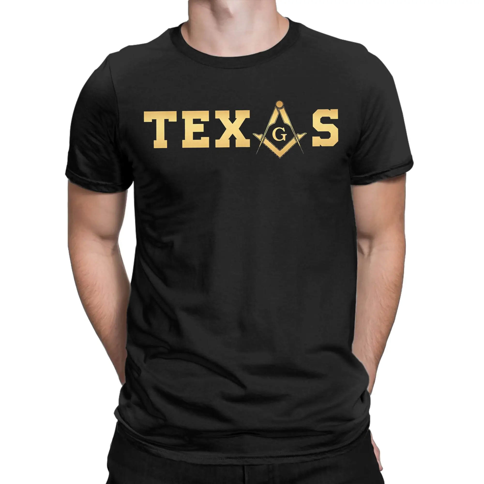Kawaii Texas Masonic Square and Compass Freemason T Shirt Men's Round Neck Short Sleeve Clothing  Cotton Summer Top Tee