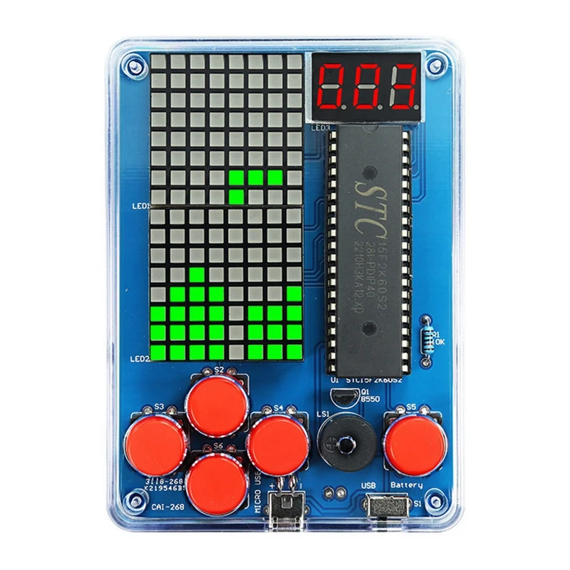 มินิพิกเซลเกมคอนโซลการผลิตชุด Retro คอนโซลเกมคลาสสิก DIY อิเล็กทรอนิกส์บัดกรีเชื่อม Tranning ชุดจุดสี่เหลี่ยมสีแดง