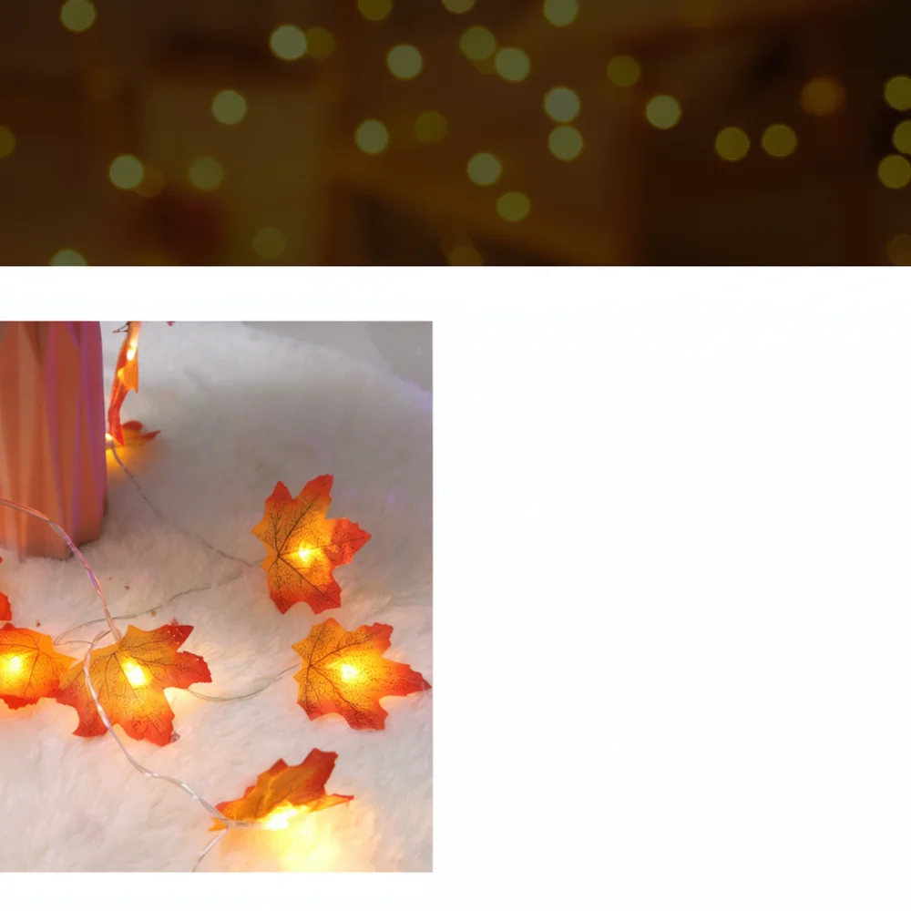 LED Maple Leaf Fairy Lights Artificial Fall Plant Garland Decor For Halloween Thanksgiving Christmas Party Home Lighting