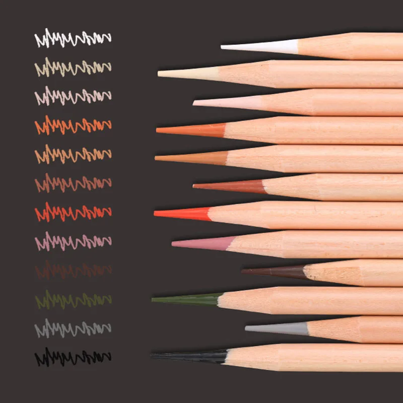 Set of 12 Professional Sketch Charcoal Pencils Set Pastel Matte Colored Pencil for Student Sketching Drawing Art Supplies