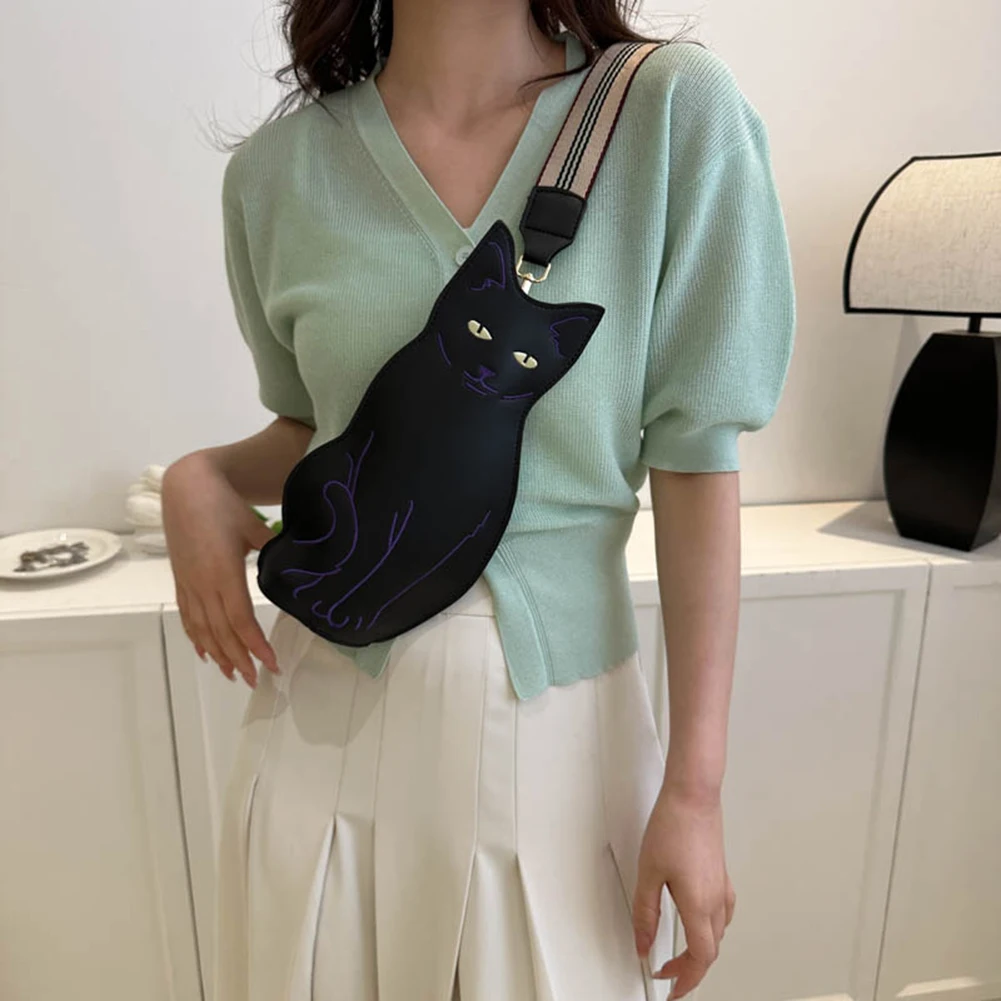 2024 Novelty Cat Shape Crossbody Female Bag Cute Zipper Fashion Ladies Waist Bag Shoulder Bags Vintage Chest Waist Women Bag