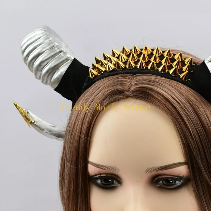 

N5KB Белый серебряный серебряный рог в форме рога тиары, косплей, сфотографировал реквизит