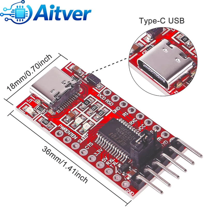 FT232RL CH340N Type C USB to TTL UART Module 3.3V 5V Serial Adapter with Dupont Cable for Arduino ESP32 ESP8266 STM32