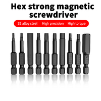 10pc Black Imperial 1/4 Hexagonal Handle Screwdriver Head S2 Alloy Steel Strip Magnetic Power Tool Accessory Set