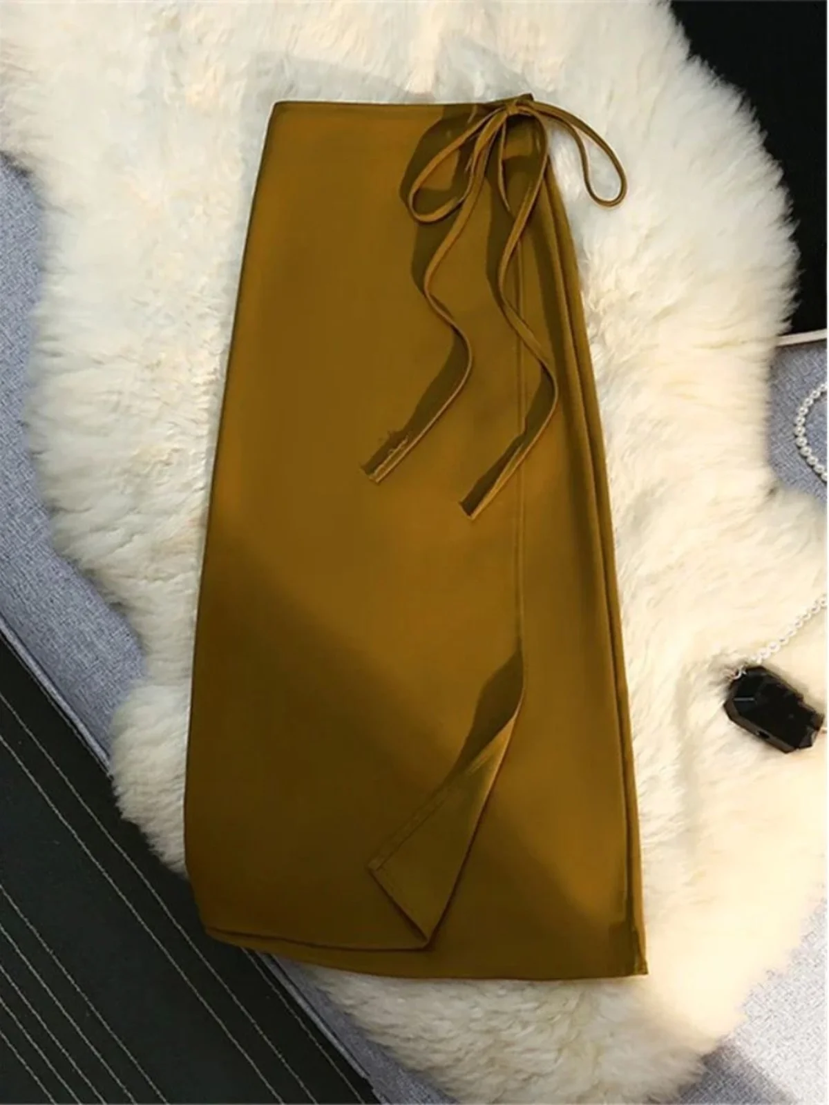 Taille haute irrégulière couleur Pure jupe rue Sle a-ligne jupe longue femmes Premium Faion jupes