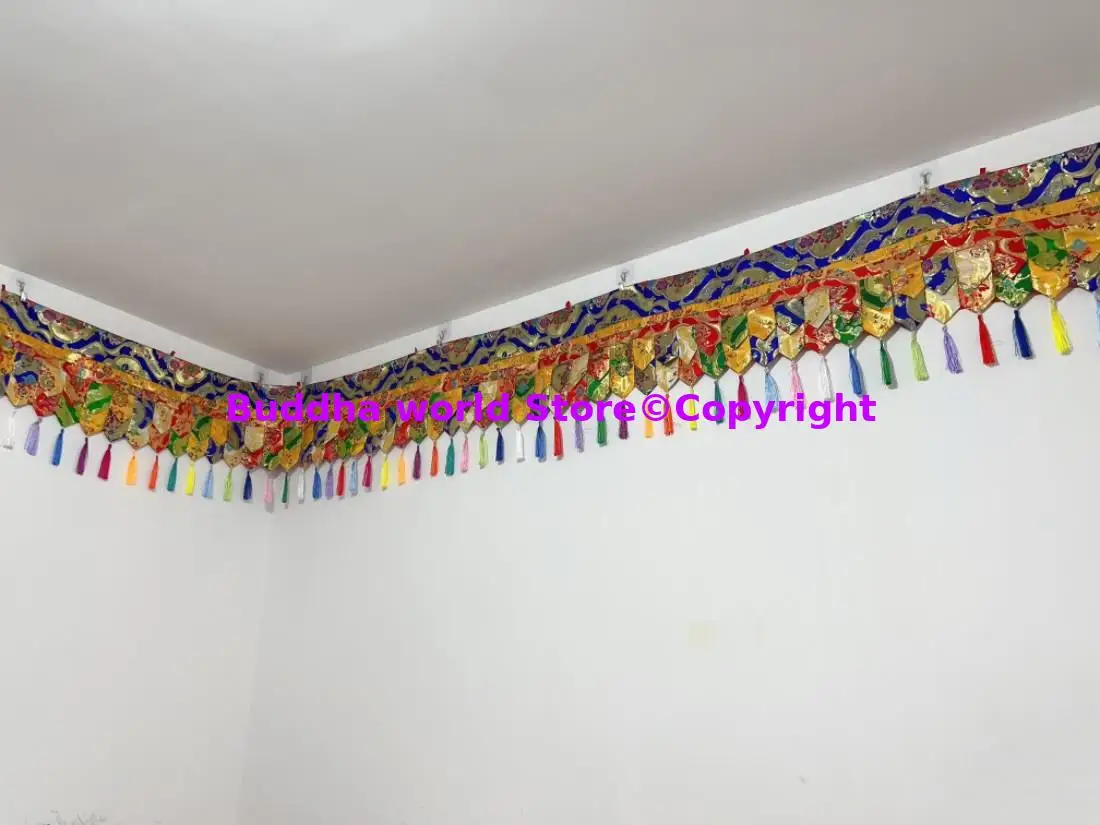 400cm Meters Wholesale Buddhist supplies Temple HOME hall Auspicious Embroidery wall Enclosing curtain draperies Decor banner