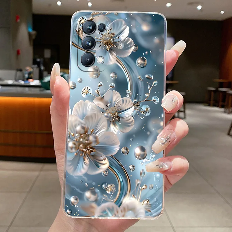For OPPO Reno 5 Pro 5K 5G 4G Case Fashion Butterfly Flowers Clear Silicone Soft TPU Back Cover Phone Casing For Reno5 5Pro Case